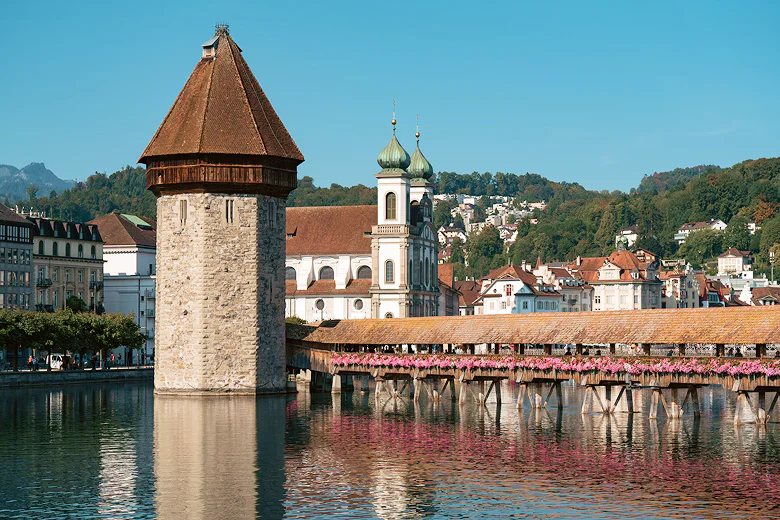 A travel photograph of Lucerne, Switzerland