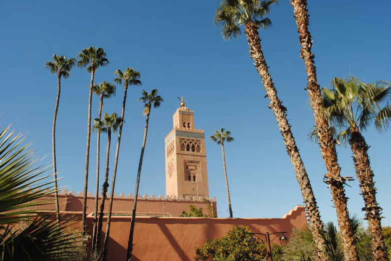 A travel photograph of Marrakech, Morocco
